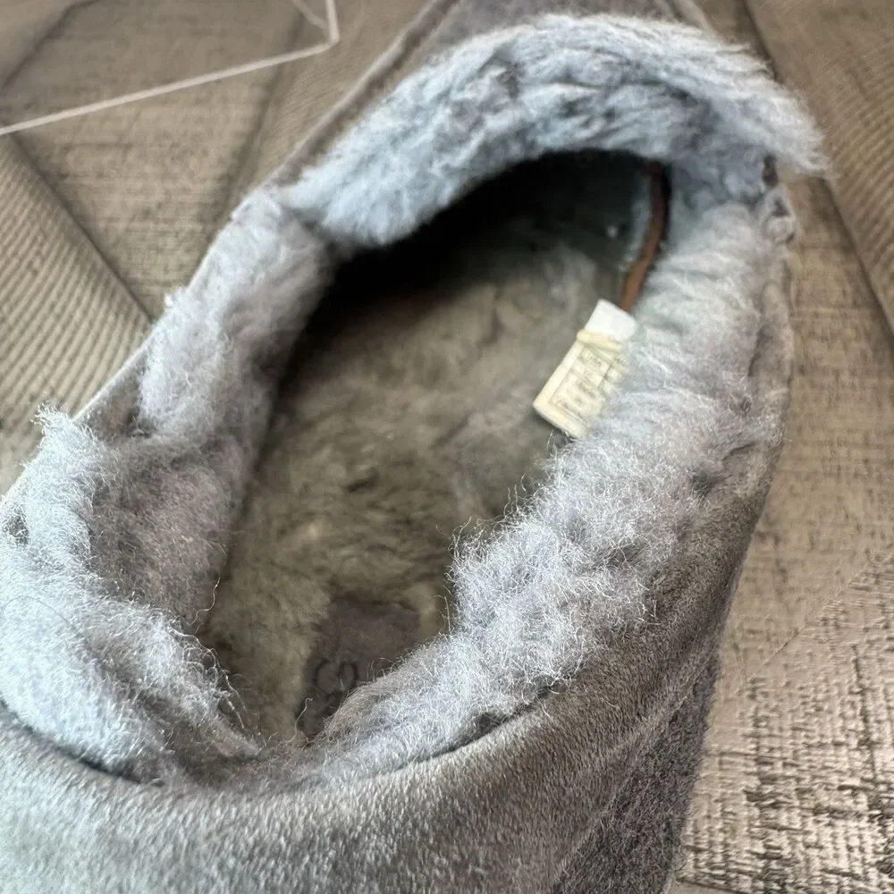UGG Men’s Gray Suede Slip-On Lined Comfort Slippers US 12 EU 45